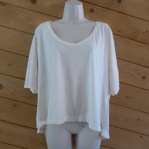 Stardard James Perse Cream Relax Fit Short Sleeve Hi Low Shirt Casual Top 4 XL